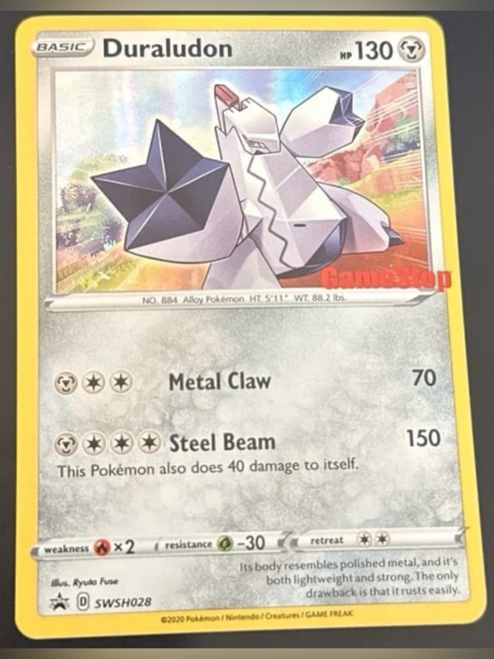 Duraludon SWSH028 GameStop Promo 2021 released HoloFoil rare edition stamped LP